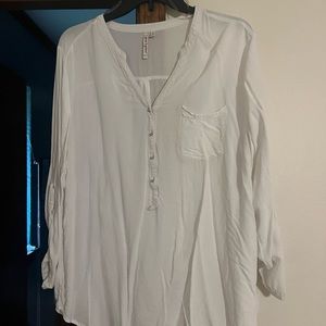 Slightly sheer white blouse. Small stain on L arm pictured